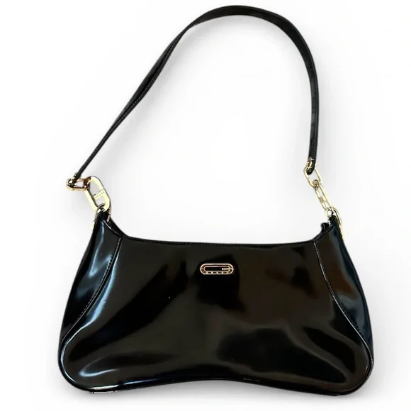 Y2K GUESS Black Patent Leather Shoulder Bag - Picture 1 of 11